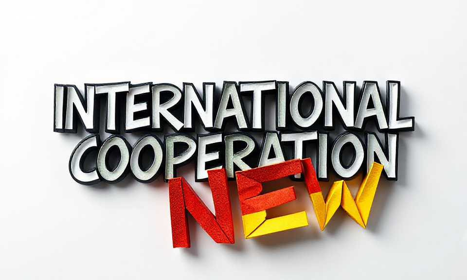 The image consists of the words International Cooperation New in bold, stylised letters.