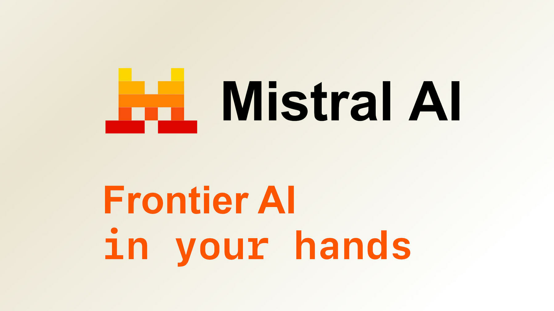The image features the Mistral AI logo with the slogan Frontier AI in your hands.